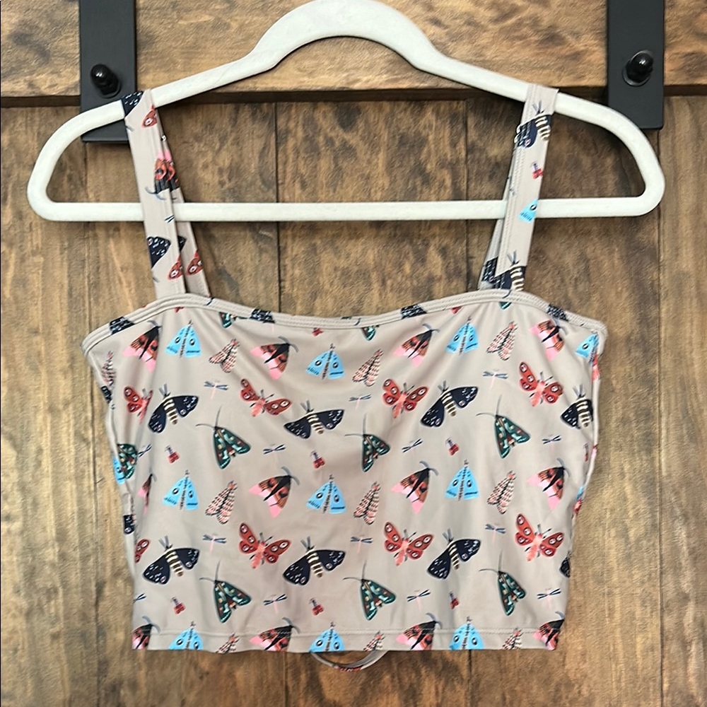 Kortni Jeane Pink Fitted Crop Camisole Swim Top